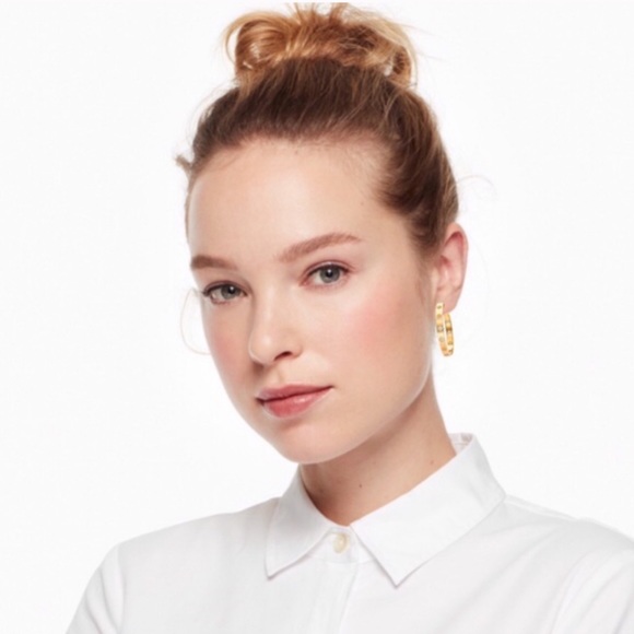 TORY BURCH • Signature Pierced Logo Hoops Earrings - Picture 2 of 5